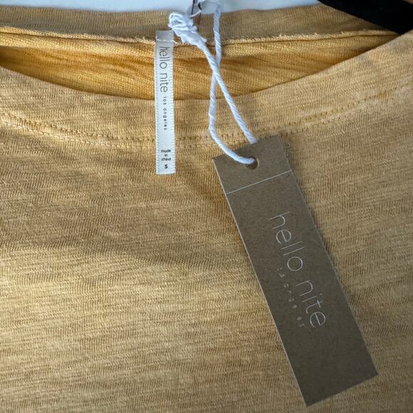 HELLO NITE Dress Small Dolman Sleeve Elastic Waist Mini Skirt Slub Cotton Casual - Picture 7 of 10